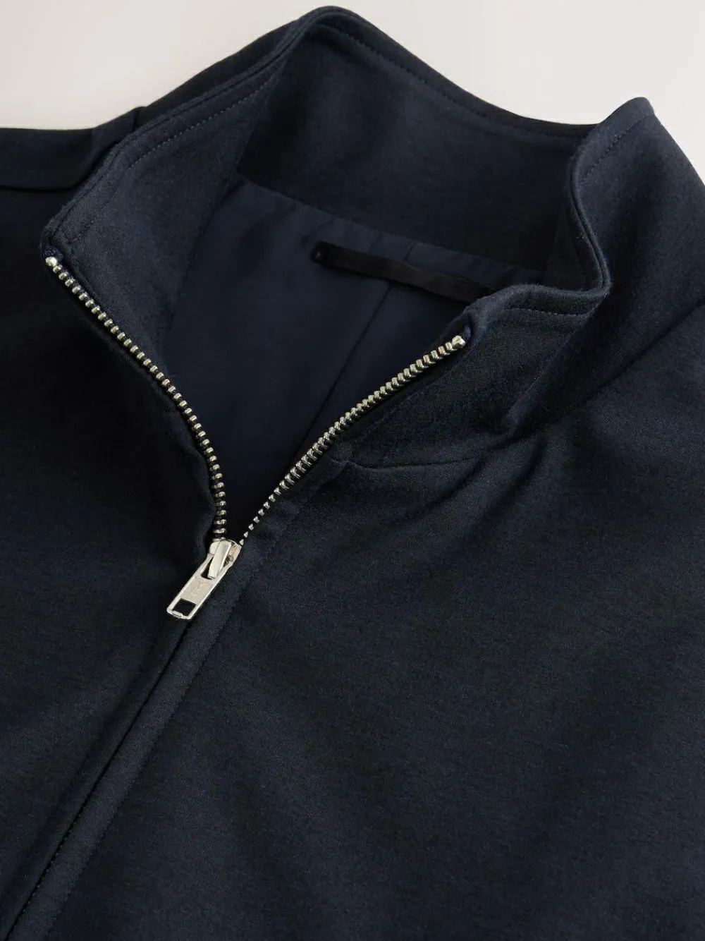 Hot Next Premium Smart Funnel Neck Zip Through With Wool Navy Blue