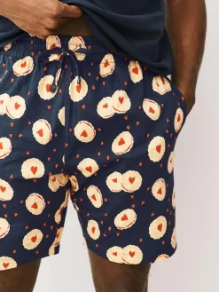 Next Navy Blue Printed Short Sleeve Jersey Pyjamas Set^ Pyjamas|Nightwear