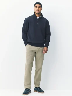 Next Navy Blue Quarter Zip Cotton Rich Jersey Sweatshirt^ Nightwear|Sweatshirts & Hoodies