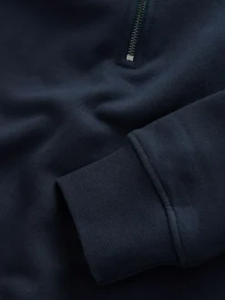 Next Navy Blue Quarter Zip Cotton Rich Jersey Sweatshirt^ Nightwear|Sweatshirts & Hoodies