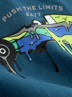 Next Navy Blue Racing Car Relaxed Fit Graphic Long Sleeve Cotton T-Shirt (3-16yrs)^BOY T-Shirts