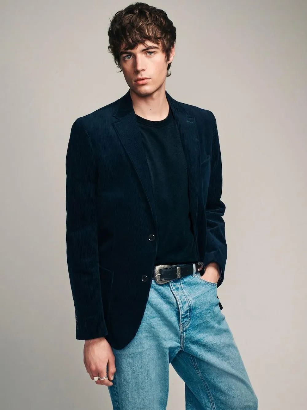 Sale Next Regular Fit Cord Blazer Navy Blue