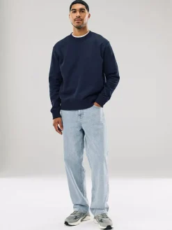 Next Navy Blue Regular Fit Heavyweight Cotton Rich Crew Neck Sweatshirt^ Nightwear|Sweatshirts & Hoodies