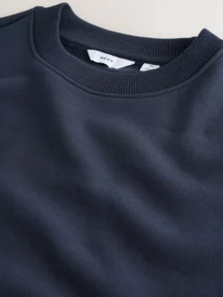 Next Navy Blue Regular Fit Heavyweight Cotton Rich Crew Neck Sweatshirt^ Nightwear|Sweatshirts & Hoodies