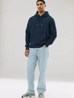 Clearance Next Navy Blue Regular Fit Heavyweight Cotton Rich Jersey Hoodie