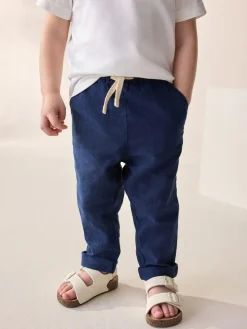 Next Regular Fit Linen Blend Pull on Trousers (3mths-7yrs)^BOY Pants & Leggings|Joggers