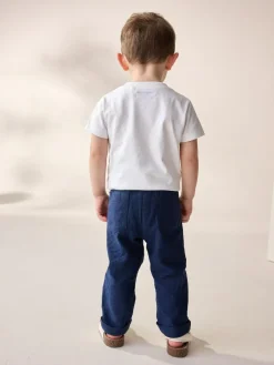 Next Regular Fit Linen Blend Pull on Trousers (3mths-7yrs)^BOY Pants & Leggings|Joggers