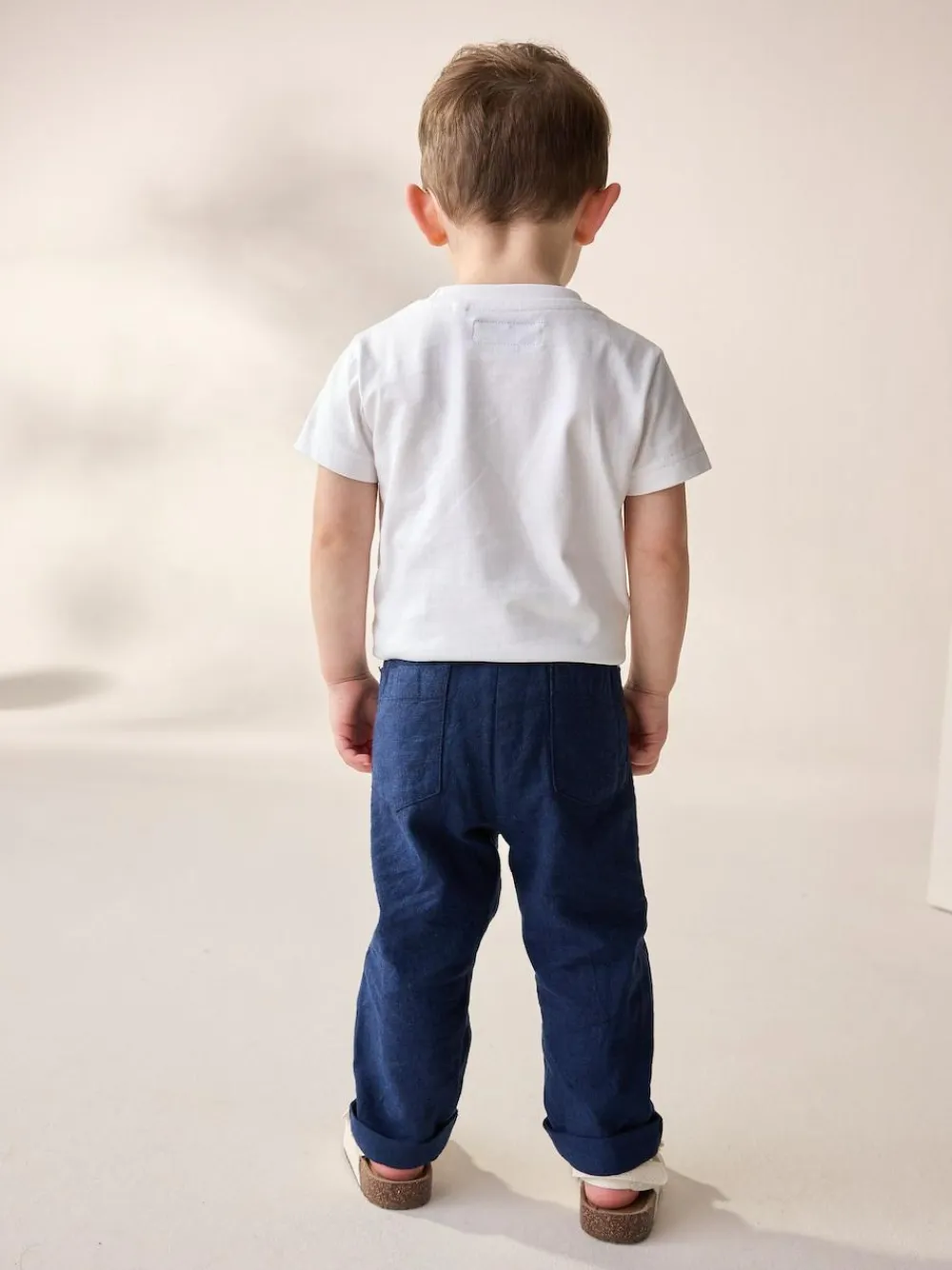 Next Regular Fit Linen Blend Pull on Trousers (3mths-7yrs)^BOY Pants & Leggings|Joggers