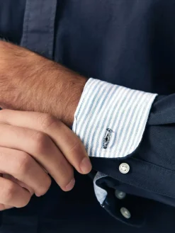 Next Navy Blue Regular Fit Long Sleeve Oxford Shirt^ Occasionwear|Shirts