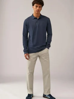 Clearance Next Navy Blue Regular Fit Long Sleeve Pique Polo Shirt