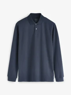 Clearance Next Navy Blue Regular Fit Long Sleeve Pique Polo Shirt