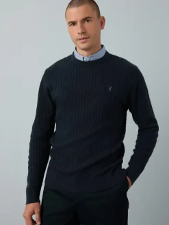 Best Next Navy Blue Regular Fit Mini Cable Mock Shirt Jumper