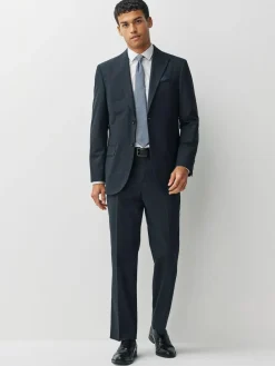 Next Regular Fit Motionflex Puppytooth Texture Suit Jacket^ Blue Suits