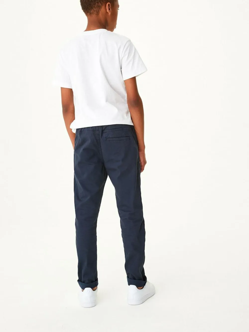 Next Regular Fit Rib Waist Pull-On Trousers (3-16yrs) Navy Blue