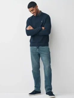 Outlet Next Regular Fit Rib Texture Mock Shirt Jumper Navy Blue