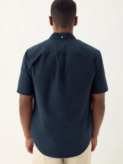 Discount Next Navy Blue Regular Fit Short Sleeve Oxford Shirt