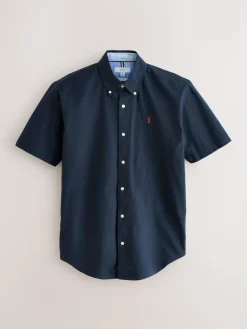 Discount Next Navy Blue Regular Fit Short Sleeve Oxford Shirt