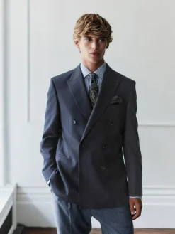 Next Navy Blue Regular Fit Signature Leomaster Wool Rich Double Breasted Blazer^ Blazers & Formal Jackets|Coats & Jackets