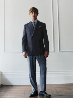 Next Navy Blue Regular Fit Signature Leomaster Wool Rich Double Breasted Blazer^ Blazers & Formal Jackets|Coats & Jackets