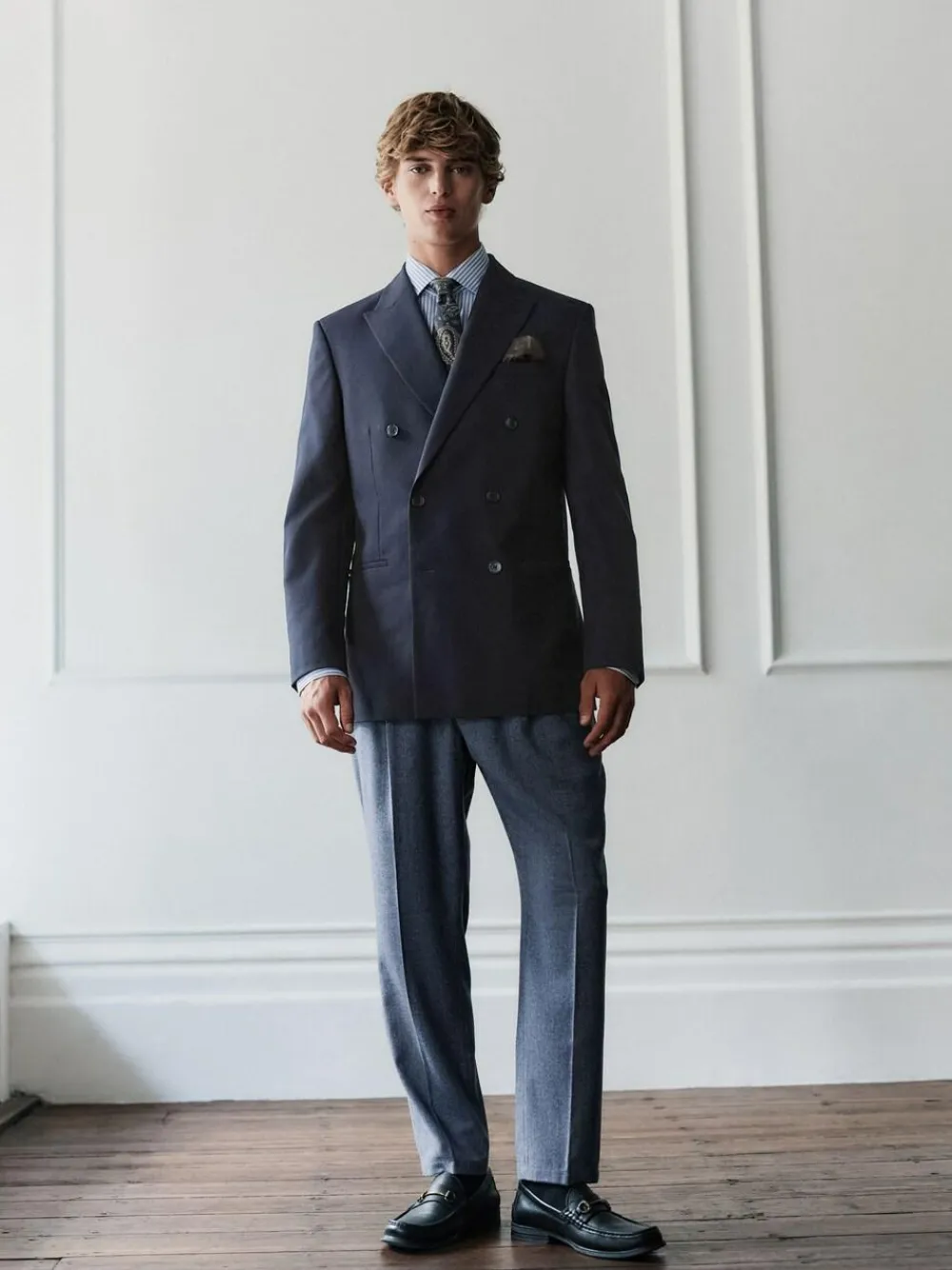 Next Navy Blue Regular Fit Signature Leomaster Wool Rich Double Breasted Blazer^ Blazers & Formal Jackets|Coats & Jackets