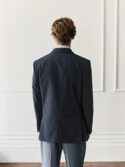 Next Navy Blue Regular Fit Signature Leomaster Wool Rich Double Breasted Blazer^ Blazers & Formal Jackets|Coats & Jackets