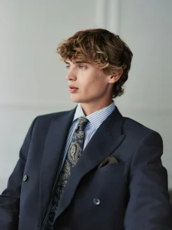 Next Navy Blue Regular Fit Signature Leomaster Wool Rich Double Breasted Blazer^ Blazers & Formal Jackets|Coats & Jackets