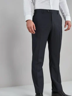 New Next Navy Blue Regular Fit Stretch Smart Trousers