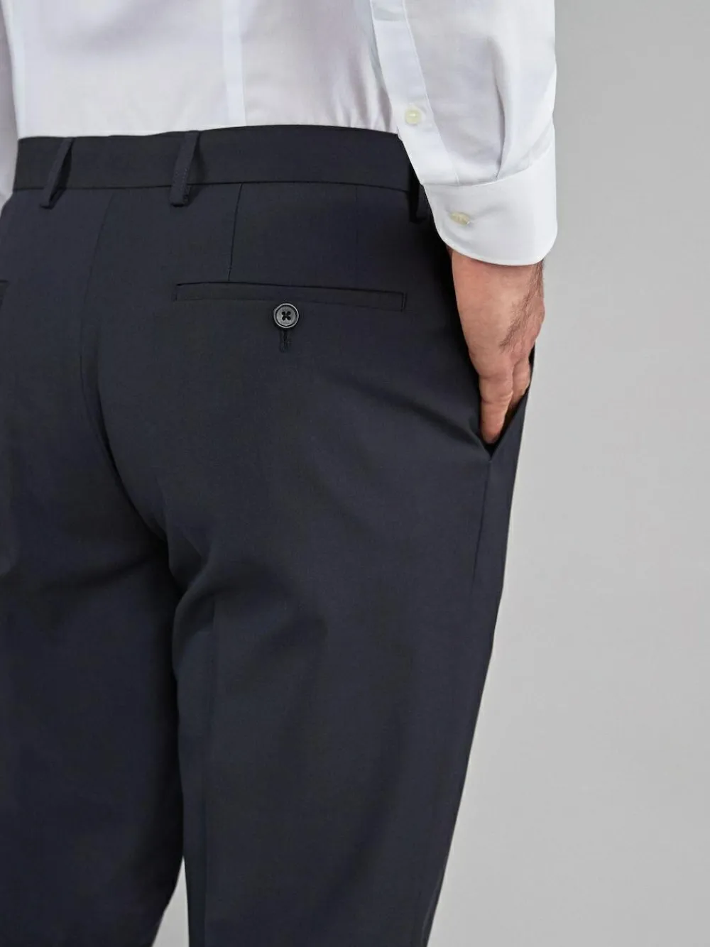 New Next Navy Blue Regular Fit Stretch Smart Trousers