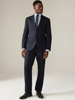 Next Navy Blue Regular Fit Textured Suit Jacket^ Blue Suits|Blazers & Formal Jackets