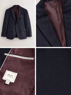 Next Navy Blue Regular Fit Textured Suit Jacket^ Blue Suits|Blazers & Formal Jackets