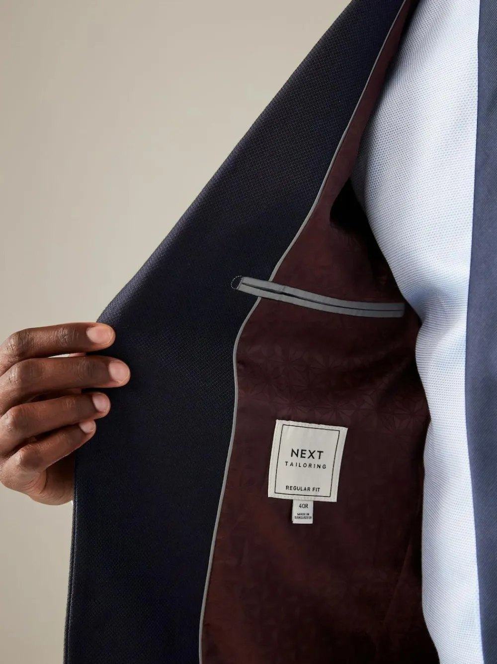 Next Navy Blue Regular Fit Textured Suit Jacket^ Blue Suits|Blazers & Formal Jackets