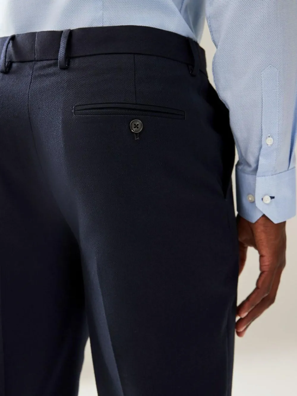 Next Navy Blue Regular Fit Textured Suit Trousers^ Pants & Chinos