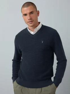 Best Next Regular Fit Textured Oxford Mock Shirt Jumper Navy Blue