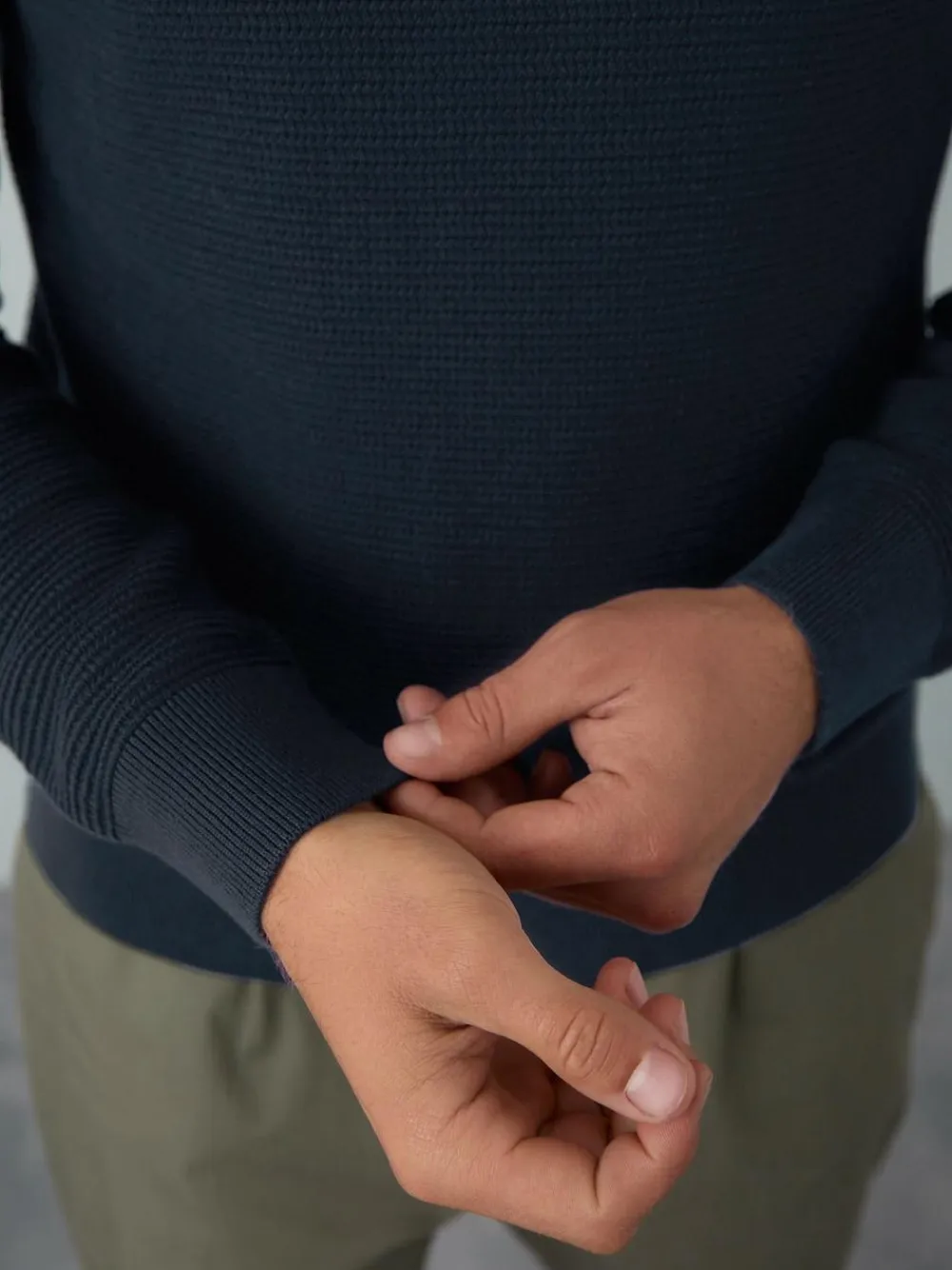 Best Next Regular Fit Textured Oxford Mock Shirt Jumper Navy Blue