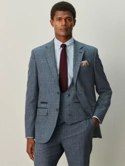 Next Regular Fit Trimmed Check Suit Jacket^ Occasionwear|Blue Suits