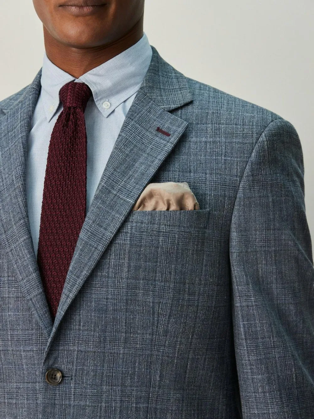 Next Regular Fit Trimmed Check Suit Jacket^ Occasionwear|Blue Suits