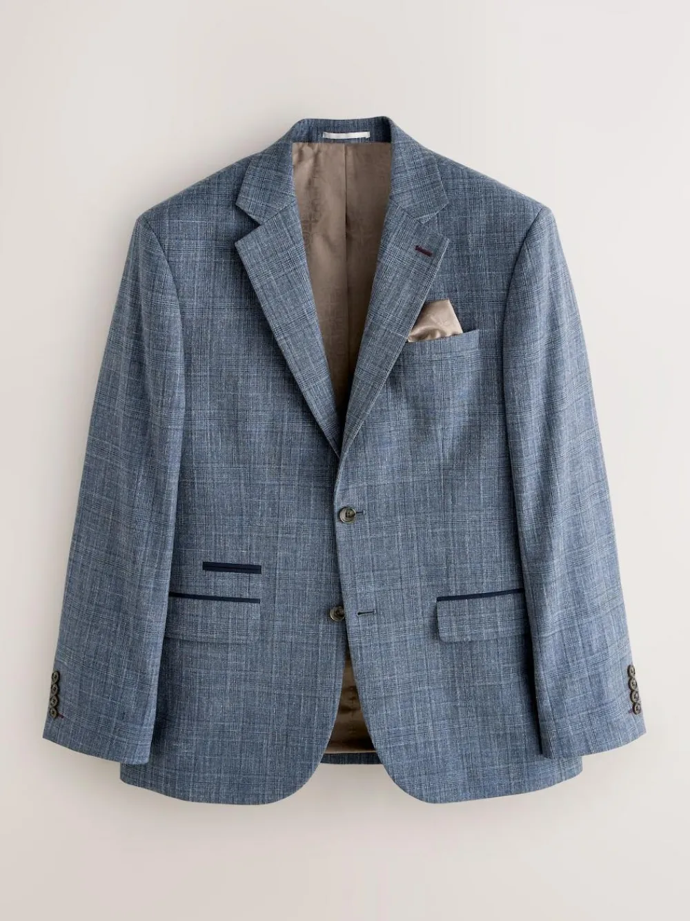 Next Regular Fit Trimmed Check Suit Jacket^ Occasionwear|Blue Suits