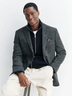 Discount Next Navy Blue Regular Fit Waffle Texture Chenille Zip Through Cardigan