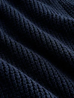 Discount Next Navy Blue Regular Fit Waffle Texture Chenille Zip Through Cardigan