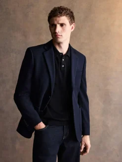 New Next Navy Blue Regular Fit Wool Rich Soft Touch Blazer