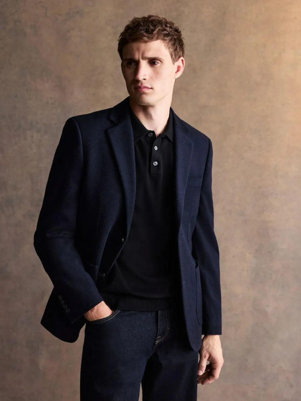 New Next Navy Blue Regular Fit Wool Rich Soft Touch Blazer