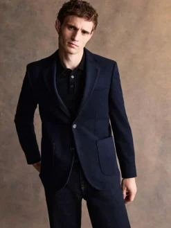New Next Navy Blue Regular Fit Wool Rich Soft Touch Blazer