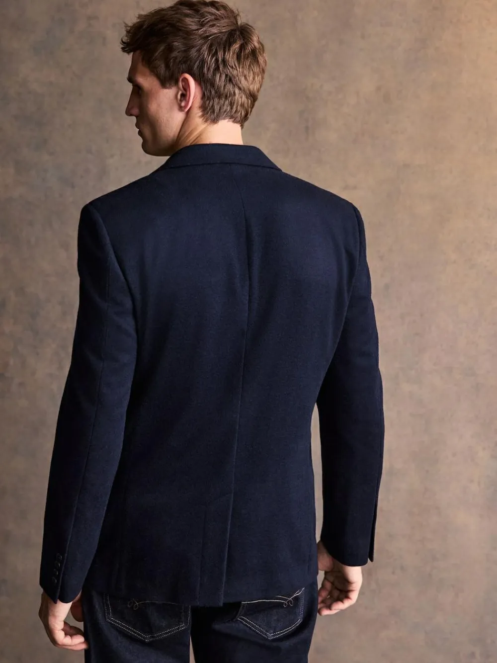 New Next Navy Blue Regular Fit Wool Rich Soft Touch Blazer