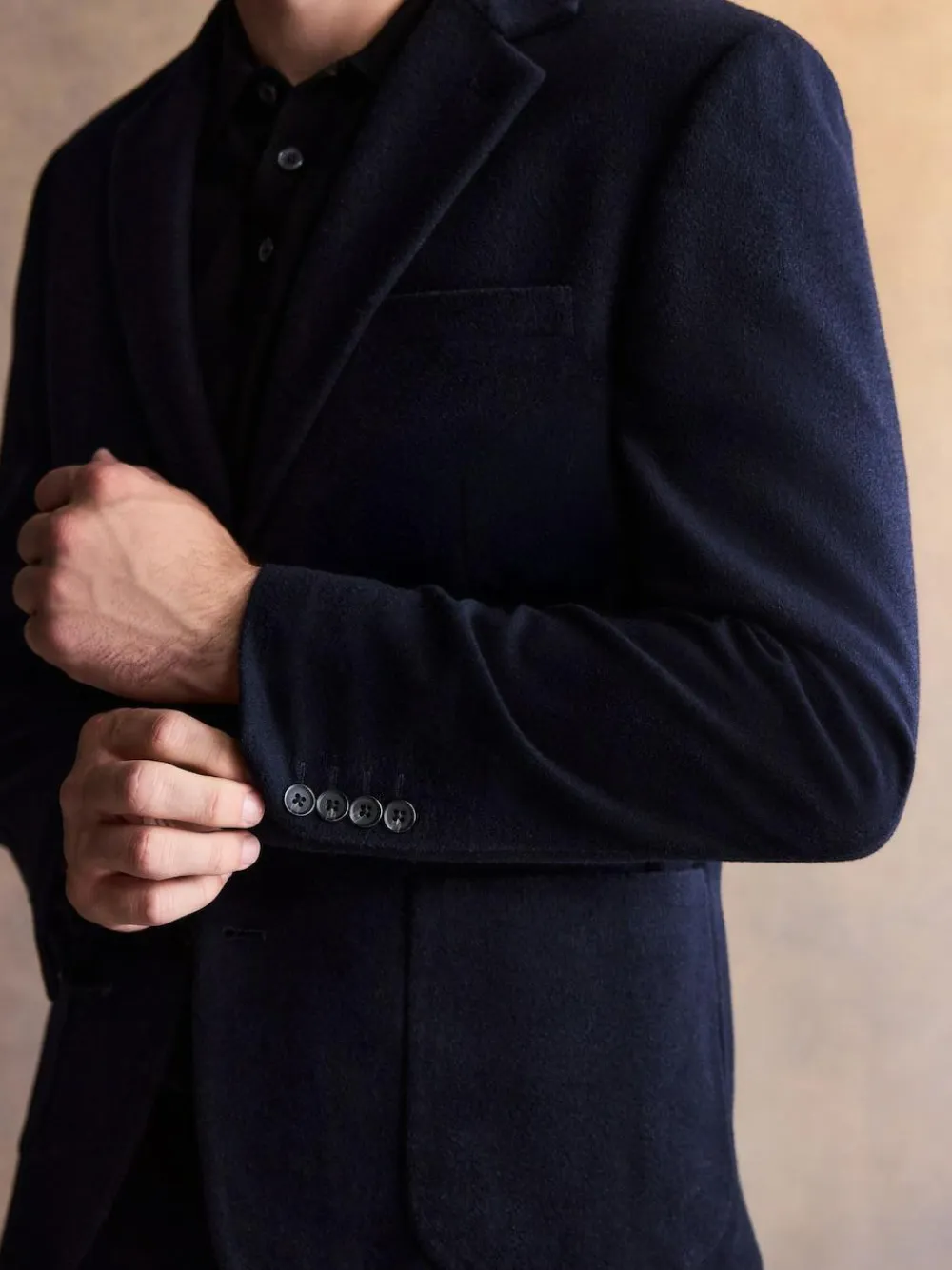 New Next Navy Blue Regular Fit Wool Rich Soft Touch Blazer