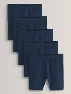 Outlet Next Regular Length 5 Pack Cotton Rich Stretch Cycle Shorts (3-16yrs) Navy Blue