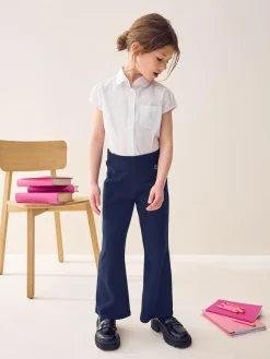 Discount Next Regular Length Pull-On Cotton Rich Stretch Boot Cut School Trousers (3-16yrs) Navy Blue