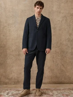 Hot Next Relaxed Fit Cotton Suit Trousers Navy Blue