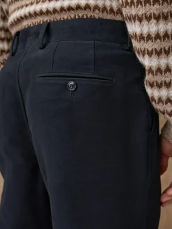 Hot Next Relaxed Fit Cotton Suit Trousers Navy Blue