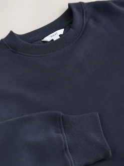 Hot Next Navy Blue Relaxed Fit Essentials Longline Sweatshirt with Pockets