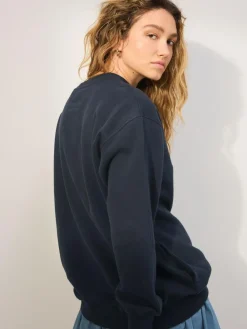 Hot Next Navy Blue Relaxed Fit Essentials Longline Sweatshirt with Pockets